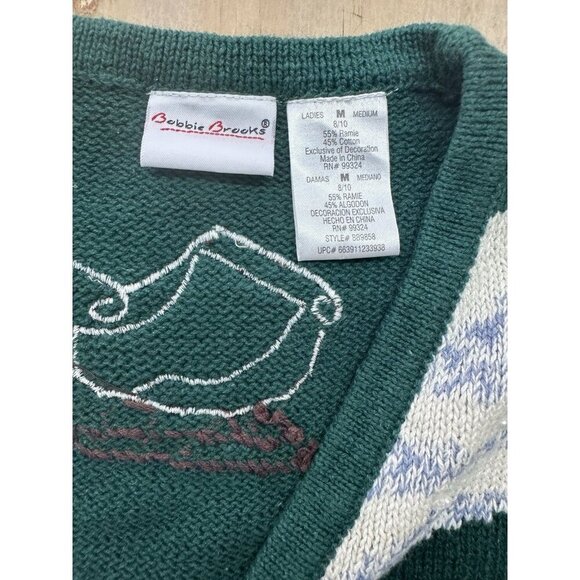 Vintage Bobbie Brooks Winter Sleigh Beaded Christmas Vest Grandma Chic Size M - Picture 2 of 7